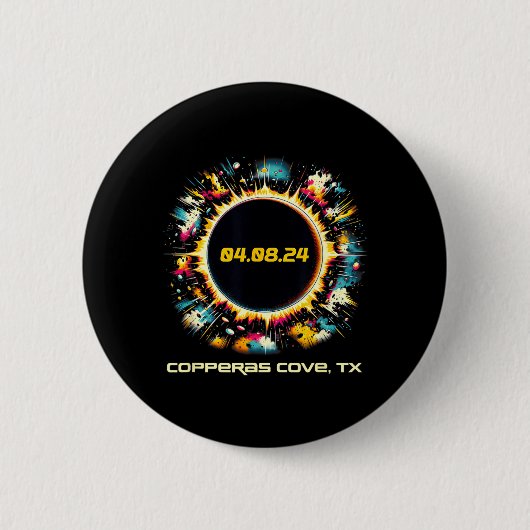 Farbige totale Sonnenfinsternis Copperas Cove Texa Button (Vorderseite)