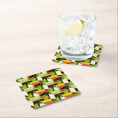 Farbige Toucans 2 Rechteckiger Pappuntersetzer (Vor Ort)
