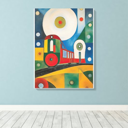 Farbige Train Abstrakt Art Malerei Leinwanddruck (Insitu (Holzboden))