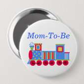 Farbige Train Baby Shower Mommy Button Taste (Vorne & Hinten)