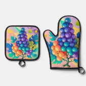 Farbige Trauben Ofenhandschuh & Topflappen-Set (Vorderseite)