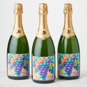 Farbige Trauben Schaumweinetikett (Flaschen)