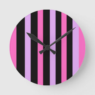 Farbige Trendige pink und schwarze Runde Wanduhr