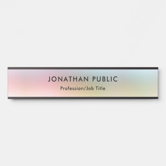 Farbige Trendy Elegante Moderne Vorlage Türschild (Vorderseite )