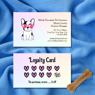 Farbige Treuekarte für Tierpflege-Prämien Visitenkarte