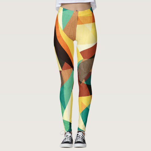 Farbige Triangle-Holzeffekt-Textur Leggings (Vorderseite)