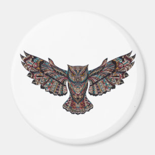 Farbige Tribal Flying Owl Magnet