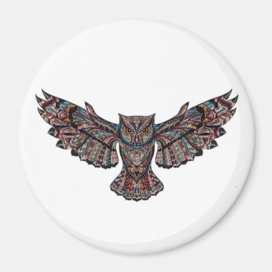 Farbige Tribal Flying Owl Magnet (Vorne)