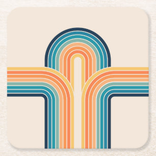 Farbige Triple-Retro-Arkaden Rechteckiger Pappuntersetzer