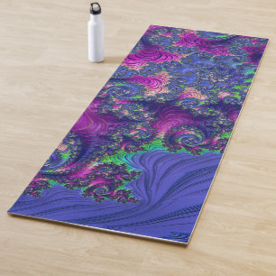 Farbige Trippy Boho Juwel Ton Regenbogen Fraktal Yogamatte