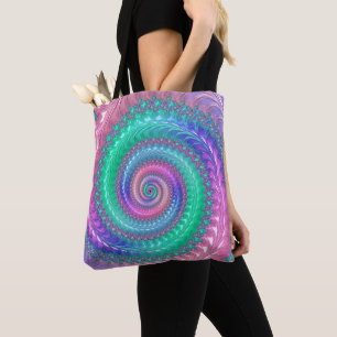 Farbige Trippy Funky Juwel-Ton-Spiral-Fraktal Tasche