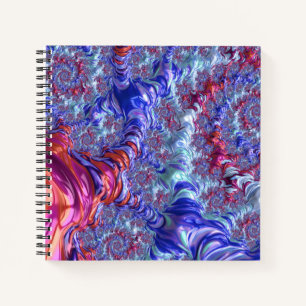 Farbige Trippy Groovy Digitale Abstrakte Fraktal Notizblock
