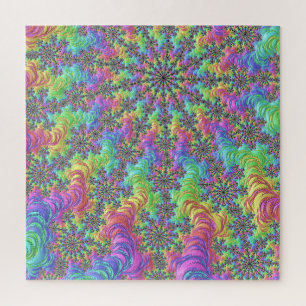 Farbige Trippy Lebendige Groovy-Fraktal-Explosion Puzzle