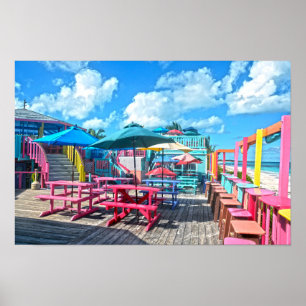 Farbige tropische Bahamas Bar und Grill Poster