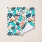 Farbige tropische Blätter kollagen Monogramm Badhandtuch Set (Waschlappen)