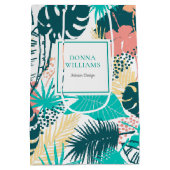 Farbige tropische Blätter Mittlere Geschenktüte (Rückseite)