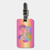 Farbige tropische Blätter Sunset ID575 Gepäckanhänger (Vorderseite vertikal)