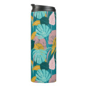 Farbige tropische Blätter und Blume Thermosbecher (Nach rechts gedreht)