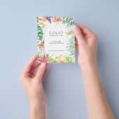 Farbige tropische Blume Geometrisches Goldrahmen Flyer (Gruppe)