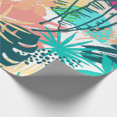 Farbige tropische Blume und Blätter Geschenkpapier (Ecke)