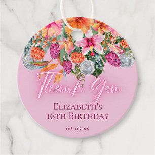 Farbige tropische Blumen Disco-Kugeln Neon-Glow Geschenkanhänger