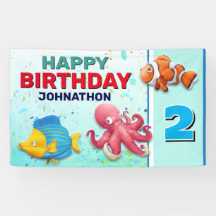 Farbige tropische Fische Kindergeburtstag Banner