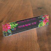 Farbige tropische Hibiskus-Blätter Namensplakette (Seite)