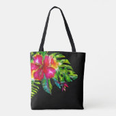 Farbige tropische Hibiskus-Blätter Tasche (Rückseite)