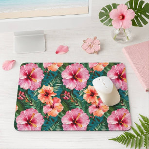 Farbige tropische Hibiskusblüte Mousepad