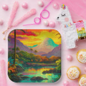 Farbige tropische Inselparadies   Pappteller (Party)