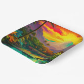 Farbige tropische Inselparadies   Pappteller (Gewinkelt)