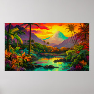 Farbige tropische Inselparadies Poster