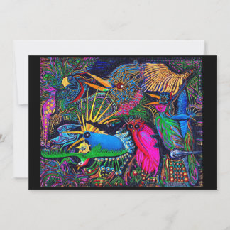 Farbige tropische Omen-Vögel Santa Fe Outsider Art Dankeskarte