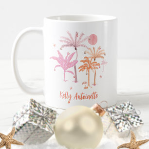 Farbige tropische Palmen-Weihnachts-Personalisieru Kaffeetasse