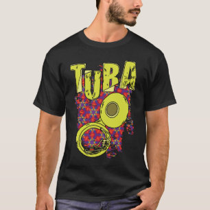 Farbige Tuba Text und Muster T-Shirt