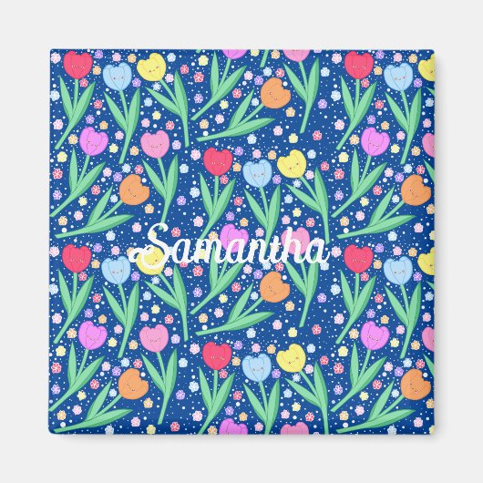 Farbige Tulip-Blume Magnet (Vorne)