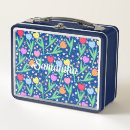 Farbige Tulip-Blume Metall Brotdose