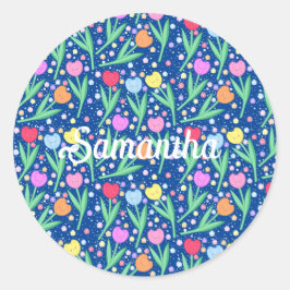 Farbige Tulip-Blume Runder Aufkleber