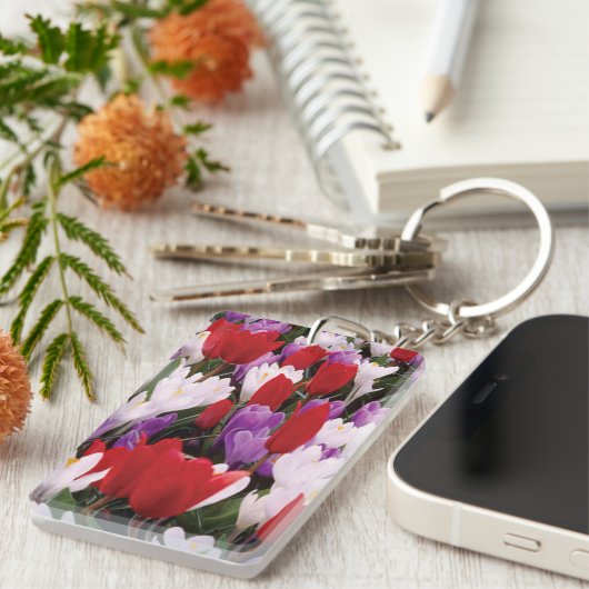 Farbige Tulip-Blume Schlüsselkette Schlüsselanhänger (Vorderseite rechts)