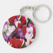 Farbige Tulip-Blume Schlüsselkette Schlüsselanhänger (Rückseite)