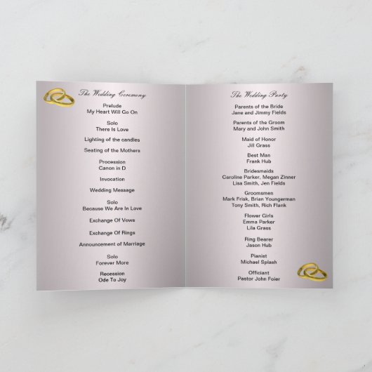 Farbige Tulip Floral Programmkarte Programm (Innenseite)