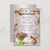 Farbige Tulip Floral Save the Date Card Einladung (Vorne/Hinten)