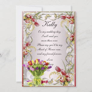 Farbige Tulip Floral Trauzeugin Card Einladung