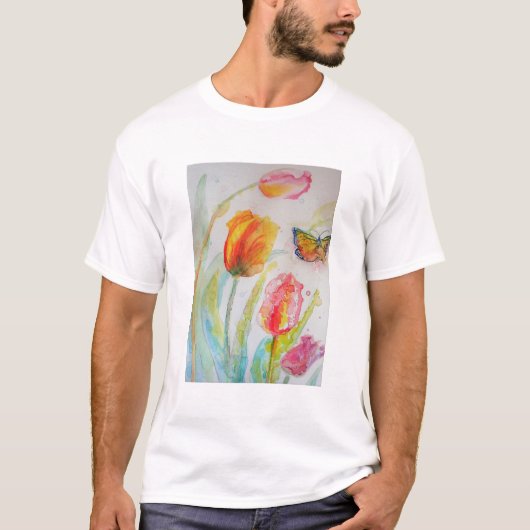 Farbige Tulip und Butterfly T-Shirt (Vorderseite)