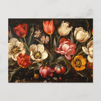 Farbige Tulips botanische Ölgemälde Postkarte