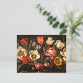Farbige Tulips botanische Ölgemälde Postkarte (Stehend Vorderseite)