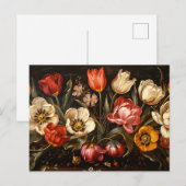 Farbige Tulips botanische Ölgemälde Postkarte (Vorne/Hinten)