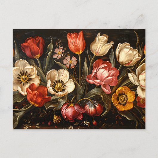 Farbige Tulips botanische Ölgemälde Postkarte (Vorderseite)