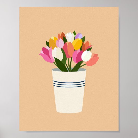 Farbige Tulips in einer Vase Poster (Vorne)