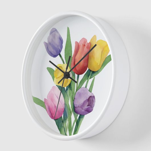 Farbige Tulips Uhr (Winkel)